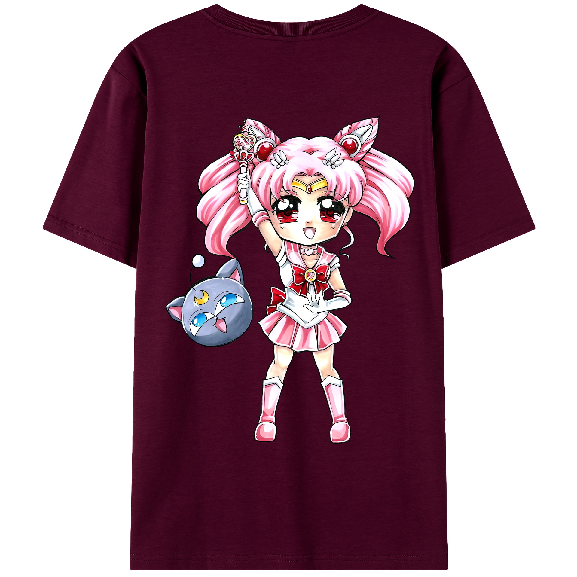 （画像用） 美少女戦士セーラームーン ちびうさ Sailor Moon Chibiusa Tsukino Usagi Small Lady Serenity レディース半袖Tシャツ(バックプリント)